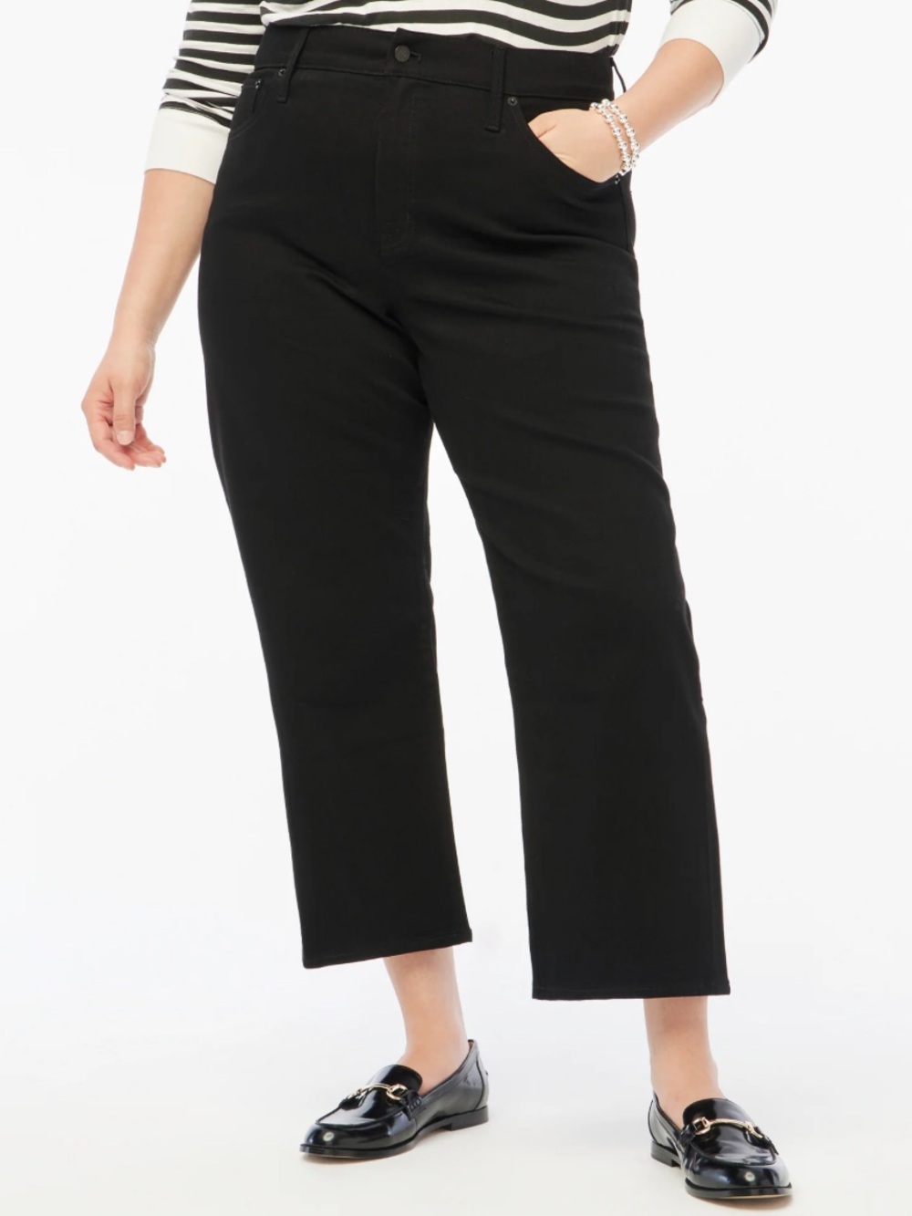 J. Crew Black Cropped Wide-Leg Jeans Size 34